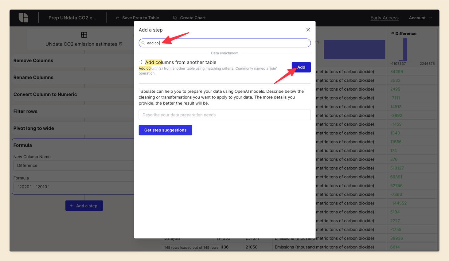 Screenshot of Tabulate