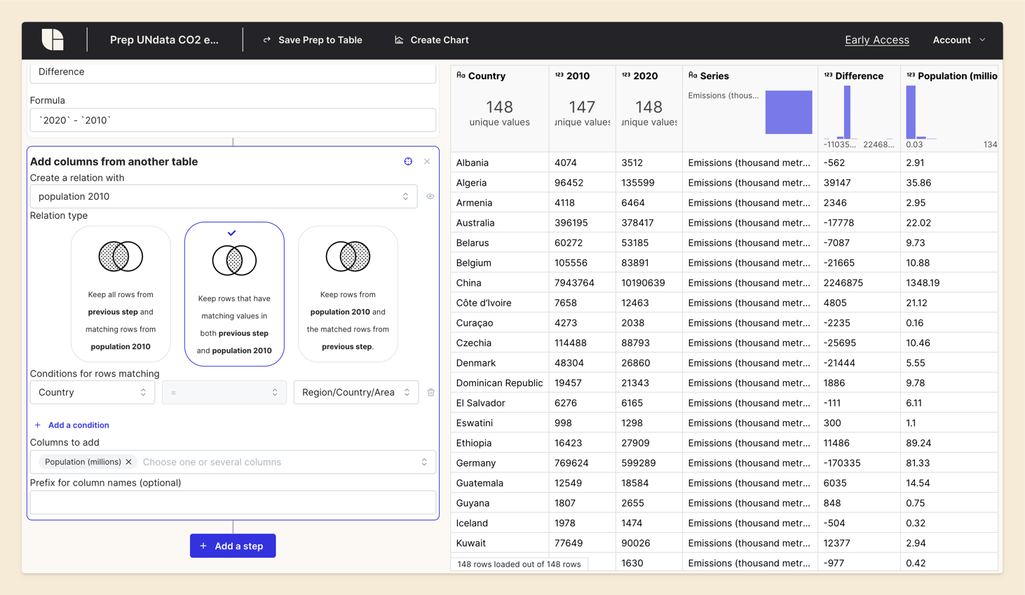 Screenshot of Tabulate